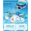 image:imageFOTING Cordless Pool Vacuum for Above Ground Pool 195 GPM AllAngle HeadampLED DisplayHandheld Rechargeable Spa Vacuum Cleaner for Inground Pools for Hot Tub DebrisShallow StepsGreen